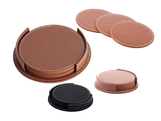 Set of 4 Faux Leather Coasters – MS 2541
